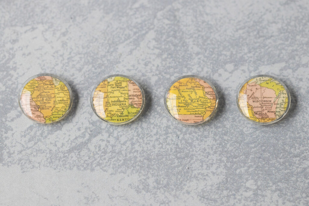 DIY Vintage Map Glass Magnets