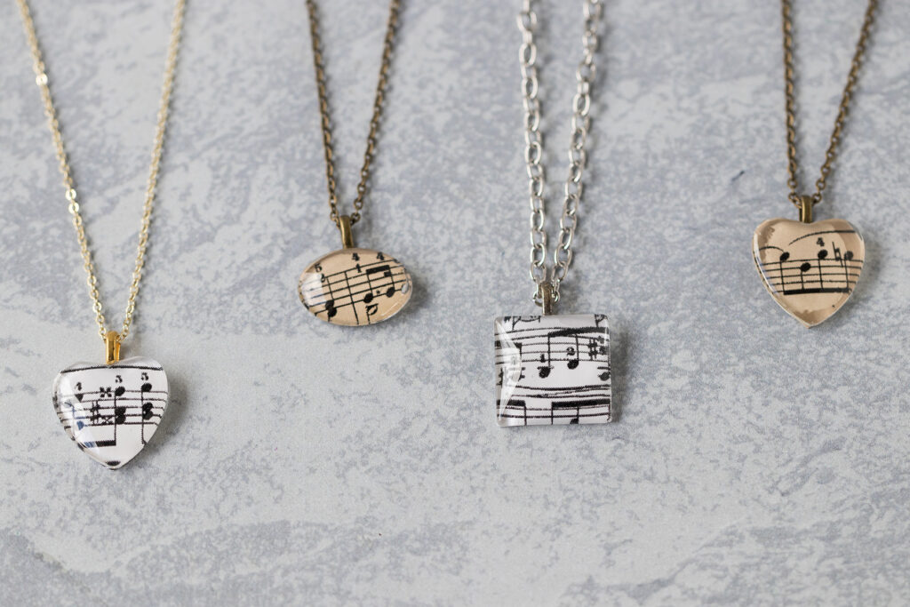 DIY Sheet Music Pendant Necklaces