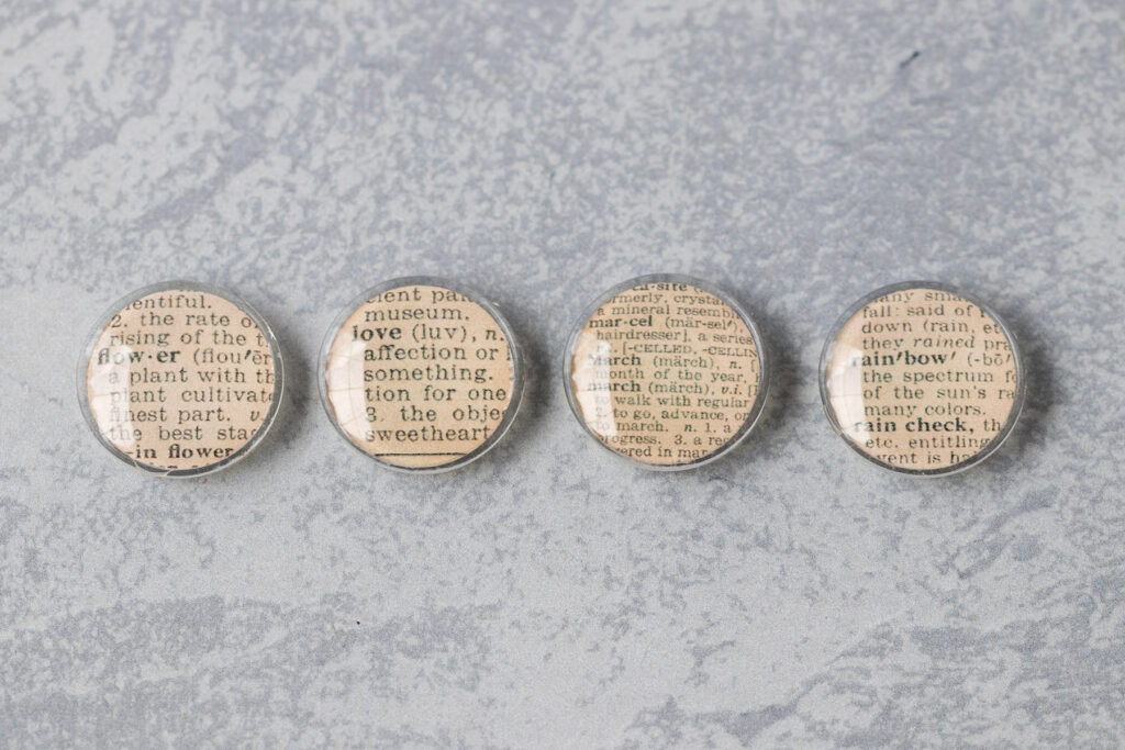 DIY Dictionary Page Glass Magnets