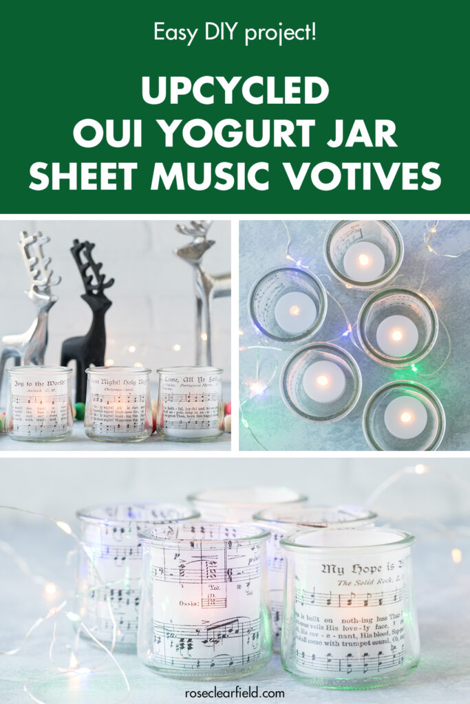 https://www.roseclearfield.com/wp-content/uploads/2022/08/Easy-DIY-Project-Upcycled-Oui-Yogurt-Jar-Sheet-Music-Votives-683x1024.jpg