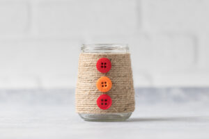 Fall Button Twine-Wrapped Baby Food Jar