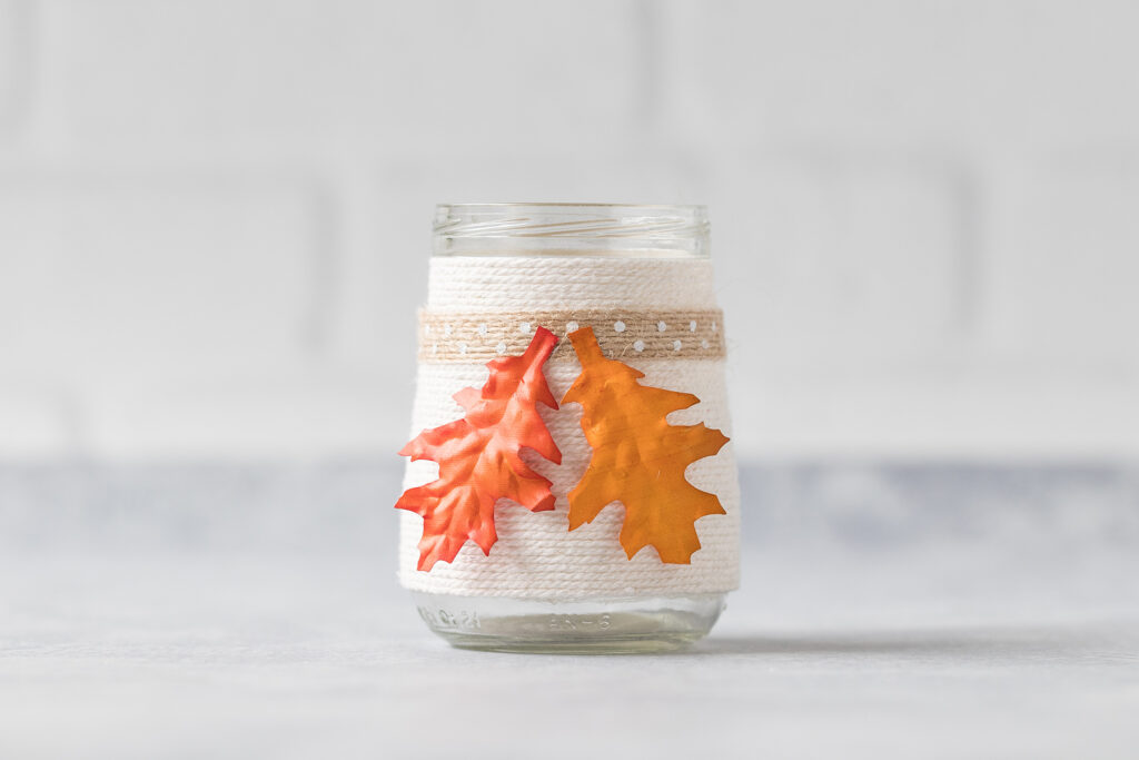 Leaves Twine Wrapped Fall Jar