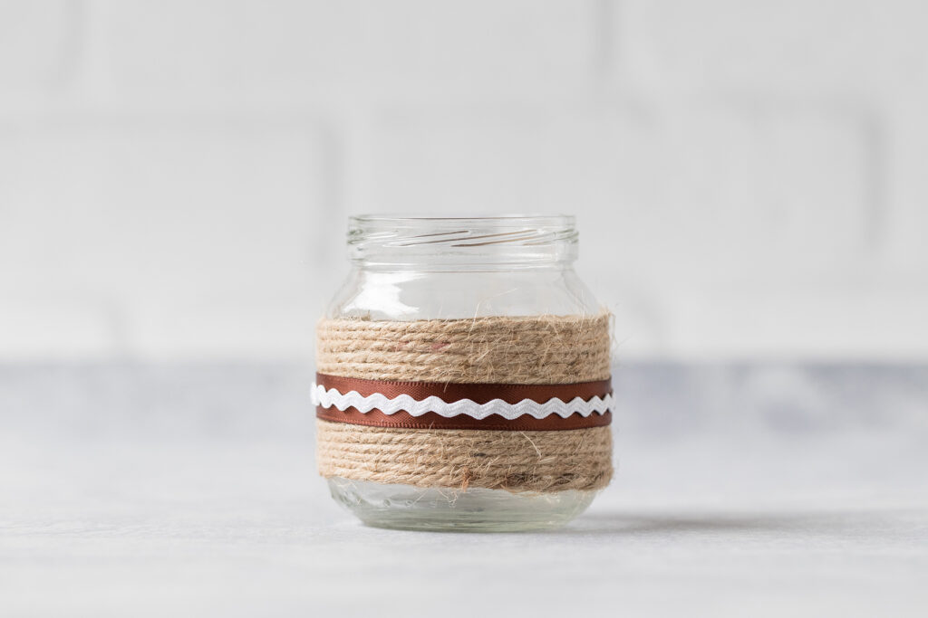 Ribbon and Ric Rac Twine Wrapped Jar