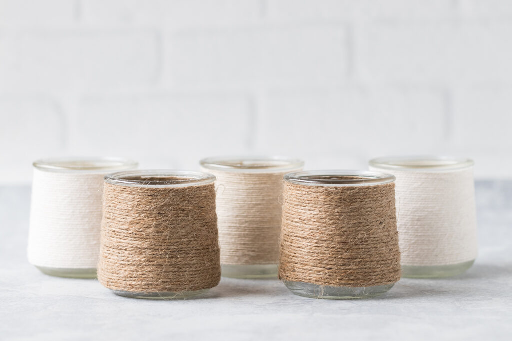 Twine Wrapped Oui Yogurt Jars