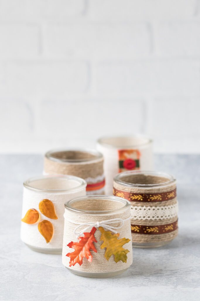 Fall Twine Wrapped Oui Yogurt Jars