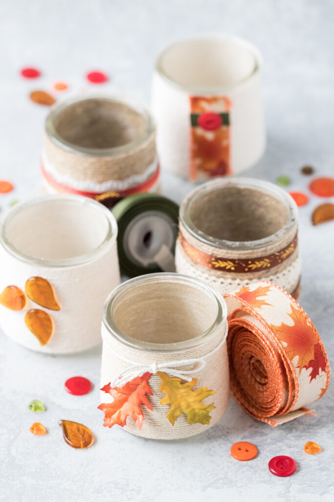 Autumn Twine Wrapped Oui Yogurt Jars