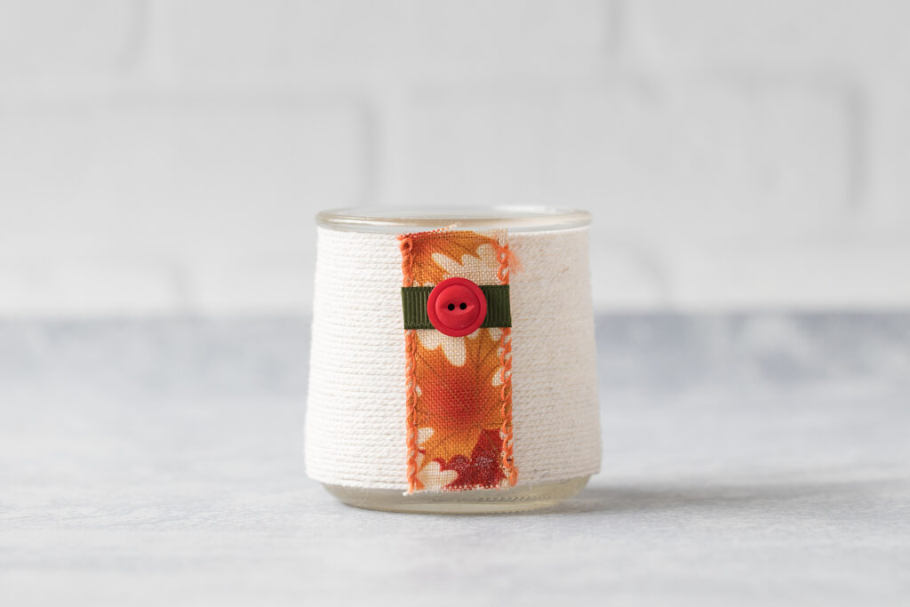 Ribbon and Button Embellished Oui Jar