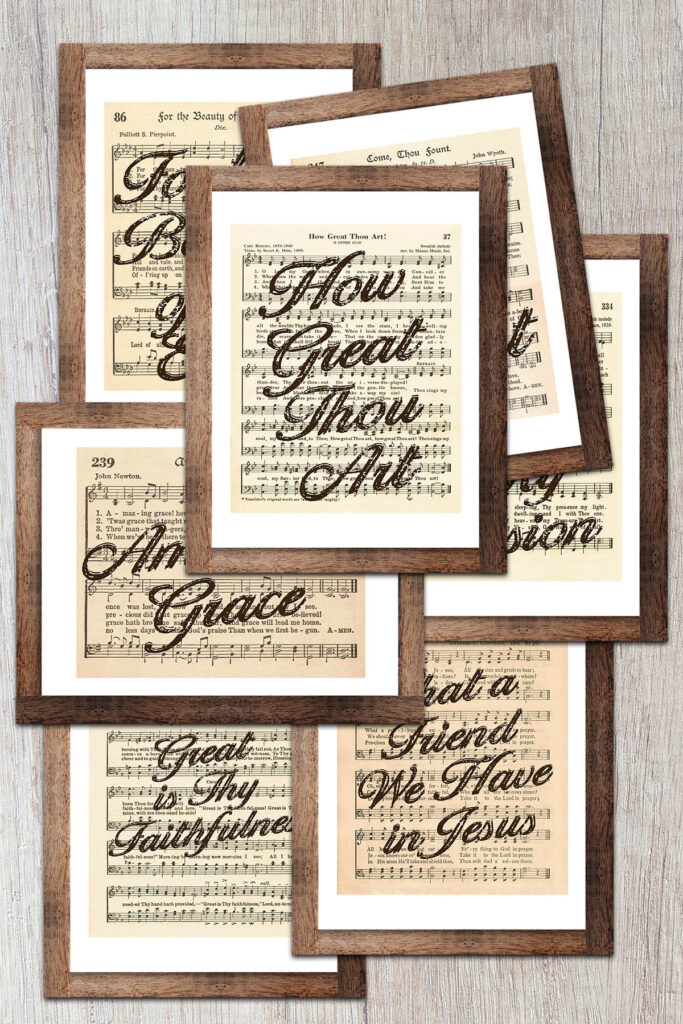 Free Printable Vintage Hymns With Script Titles Preview