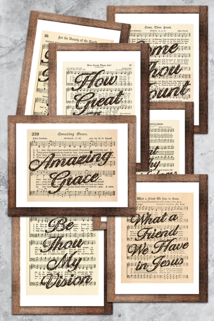 Free Printable Vintage Hymns With Script Titles Preview