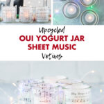 Upcycled Oui Yogurt Jar Sheet Music Votives