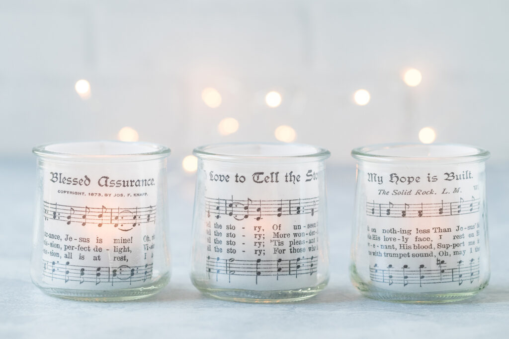 Vintage Hymn Sheet Music Votives