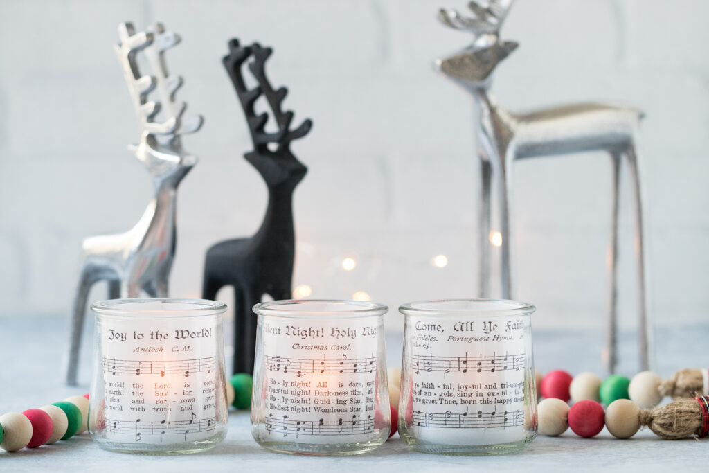 DIY Christmas Sheet Music Votives