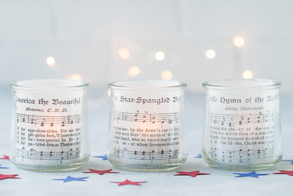 DIY 4th of July Sheet Music Votives