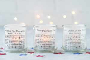 DIY 4th of July Sheet Music Votives