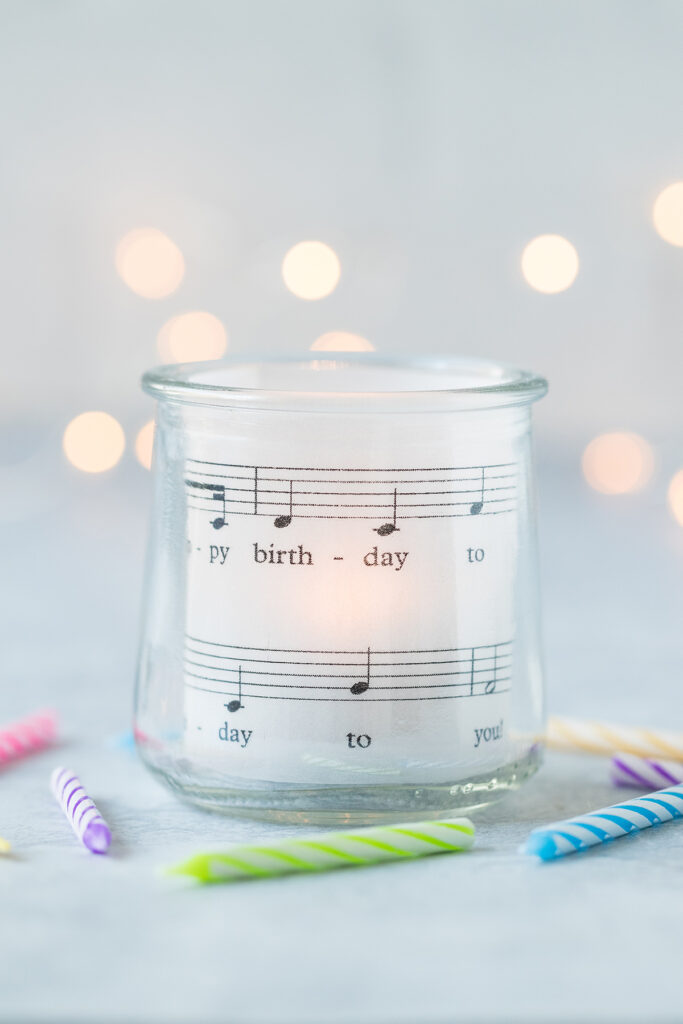 DIY Happy Birthday Sheet Music Votive