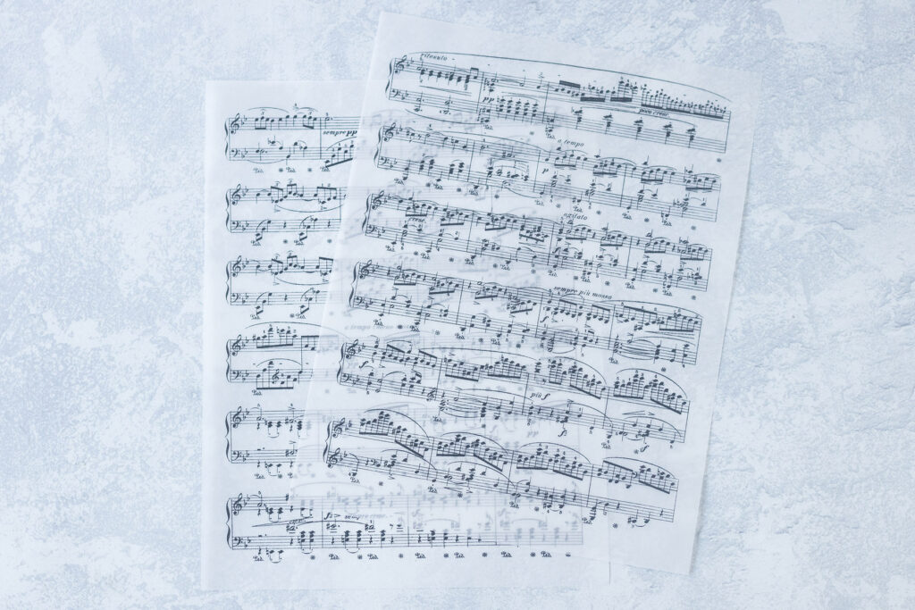 Sheet Music Printed on Vellum