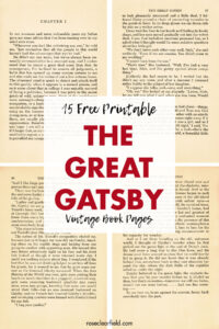 15 Free Printable The Great Gatsby Vintage Book Pages