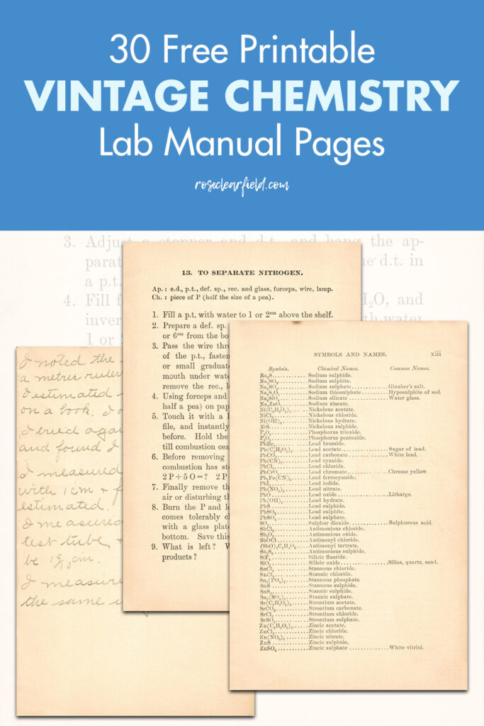 30 Free Printable Vintage Chemistry Lab Manual Pages