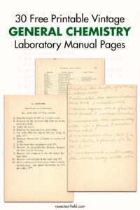30 Free Printable Vintage General Chemistry Laboratory Manual Pages