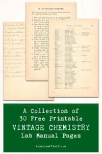 A Collection of 30 Free Printable Vintage Chemistry Lab Pages Green Text