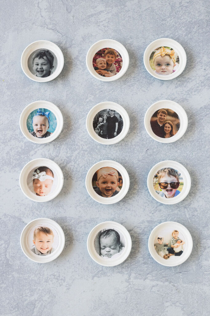 DIY Baby Food Jar Lid Photo Magnets