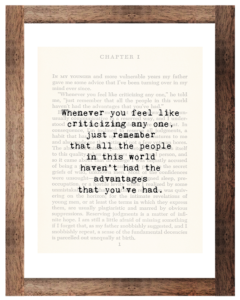 The Great Gatsby F. Scott Fitzgerald 1953 Pg. 1 Criticizing Quote Framed