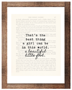 The Great Gatsby F. Scott Fitzgerald 1953 Pg. 17 A Beautiful Little Fool Quote Framed
