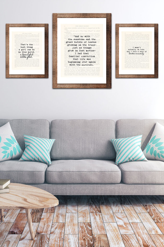 The Great Gatsby Framed Quotes in Living Room