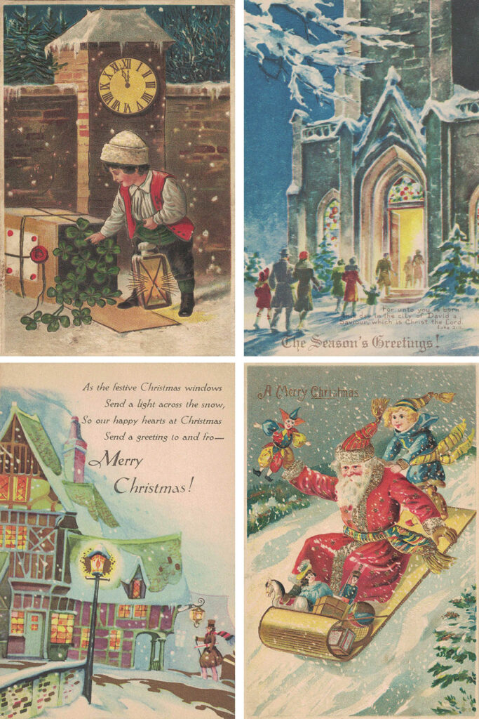 Vintage Christmas Postcards Collage