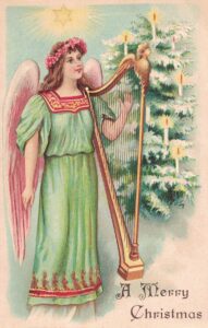Vintage Postcard Christmas Angel Playing Harp Preview