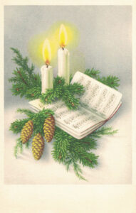 Vintage Postcard Christmas Candle Lit Sheet Music