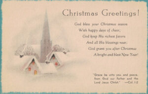 Vintage Postcard Christmas Christmas Greetings Church