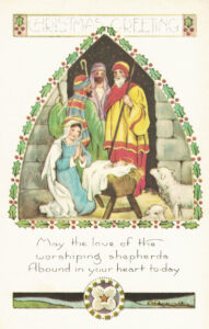 Vintage Postcard Christmas Worshiping Shepherds