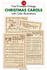 14 Free Printable Vintage Christmas Carols with Color Illustrations