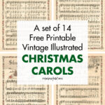 A Set of 14 Free Printable Vintage Illustrated Christmas Carols
