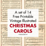 A Set of 14 Free Printable Vintage Illustrated Christmas Carols