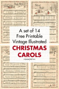A Set of 14 Free Printable Vintage Illustrated Christmas Carols
