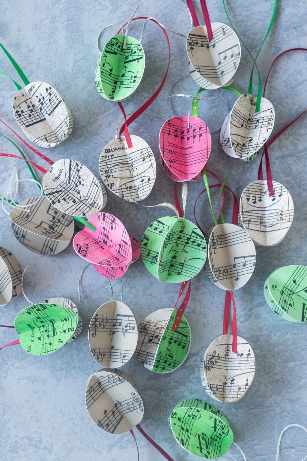 DIY Simple Sheet Music Ornaments Rose Clearfield