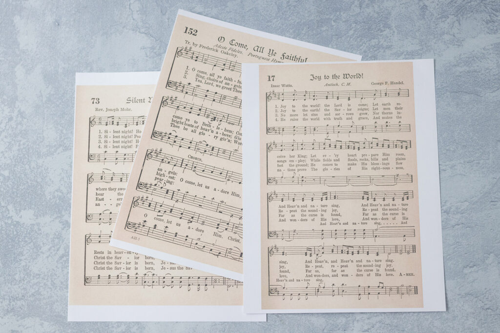 Christmas Hymns Printed on Cardstock