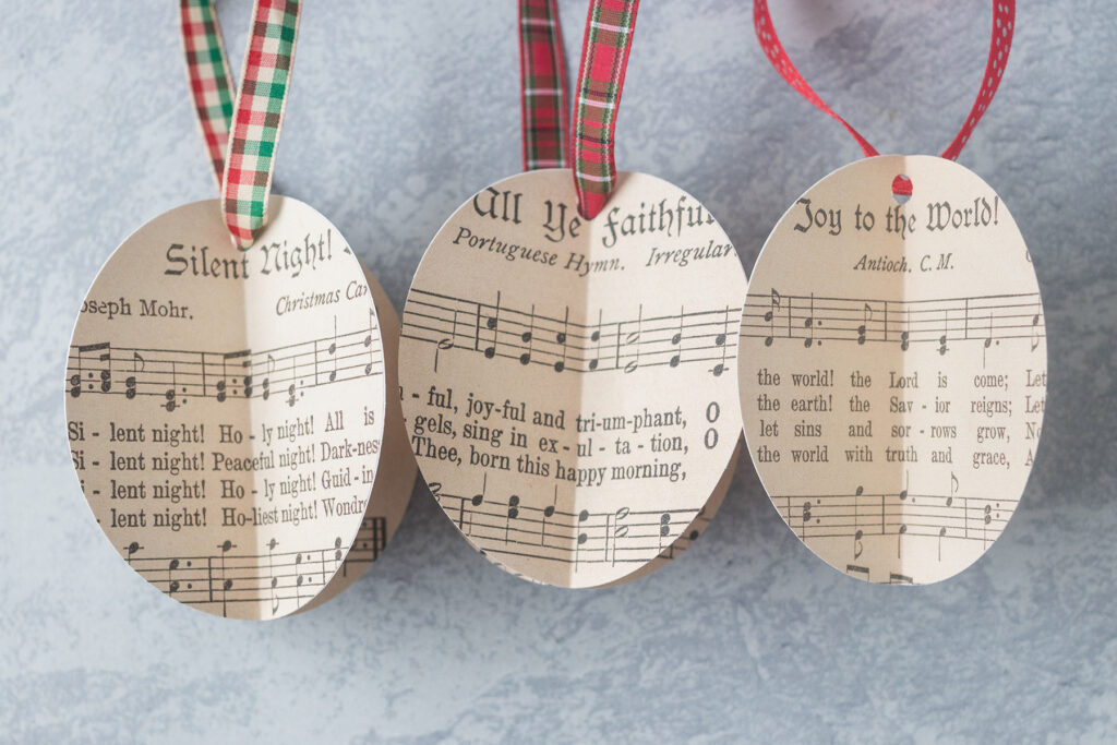 Simple DIY Sheet Music Christmas Ornaments