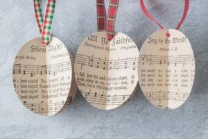 Simple DIY Sheet Music Christmas Ornaments