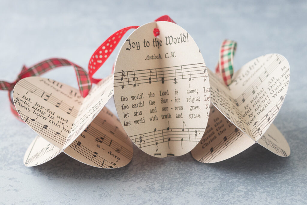 DIY Simple Sheet Music Christmas Ornaments