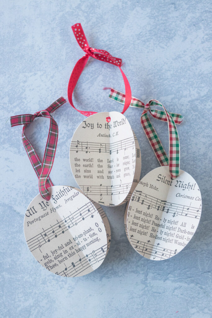 Handmade Vintage Sheet Music Christmas Ornaments