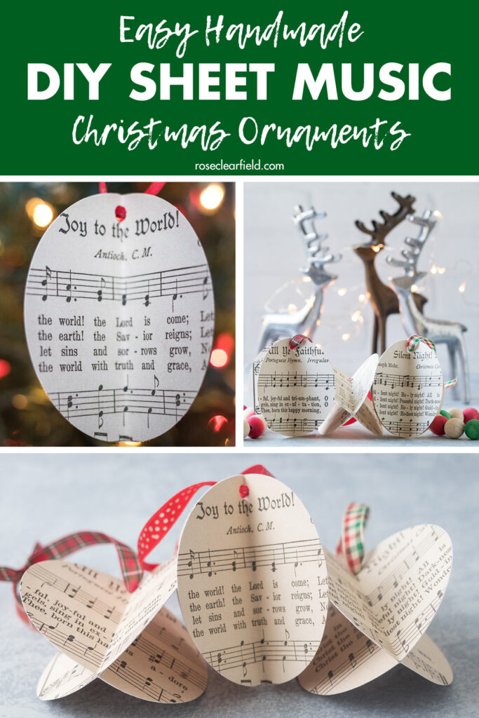 Easy Handmade DIY Sheet Music Christmas Ornaments