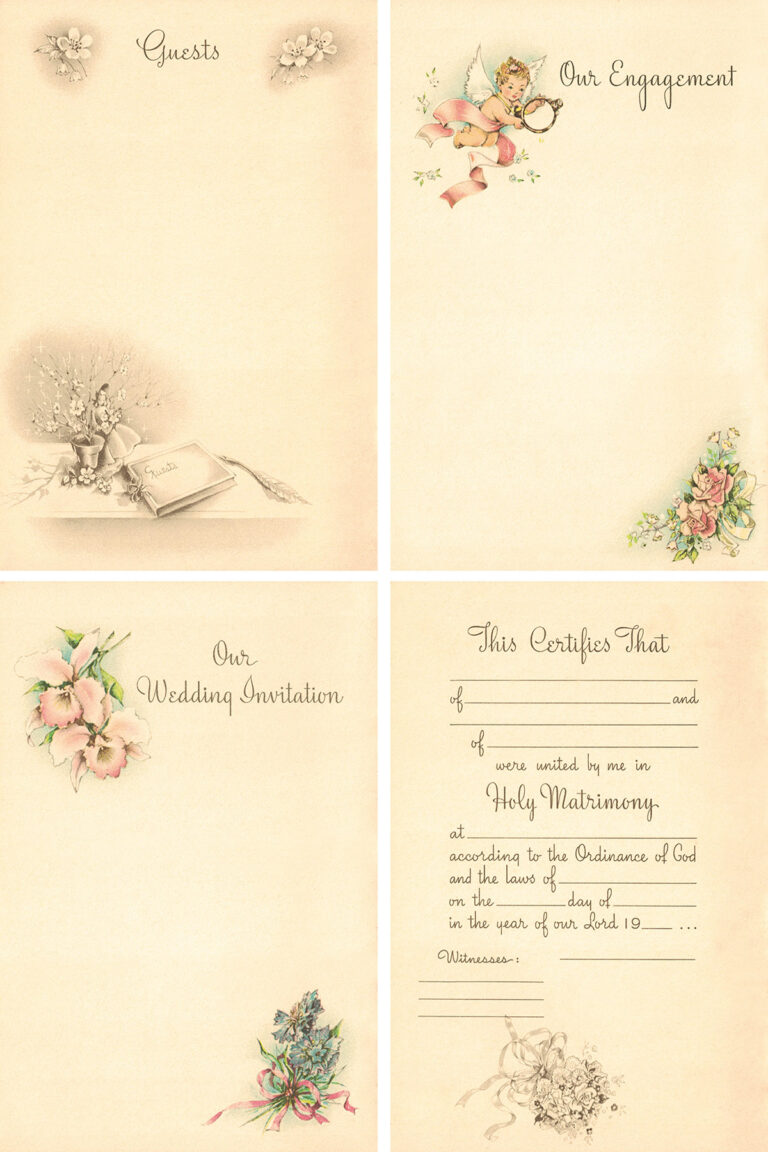 Free Printable Vintage The Bride's Book Pages • Rose Clearfield