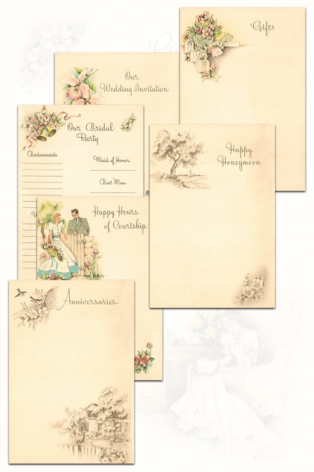 Free Printable Vintage The Bride's Book Pages • Rose Clearfield