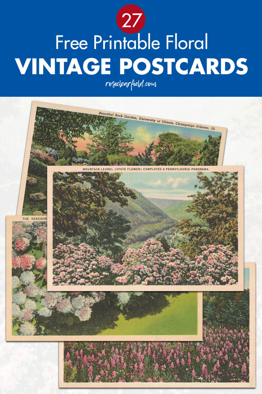 27 Free Printable Floral Vintage Postcards • Rose Clearfield
