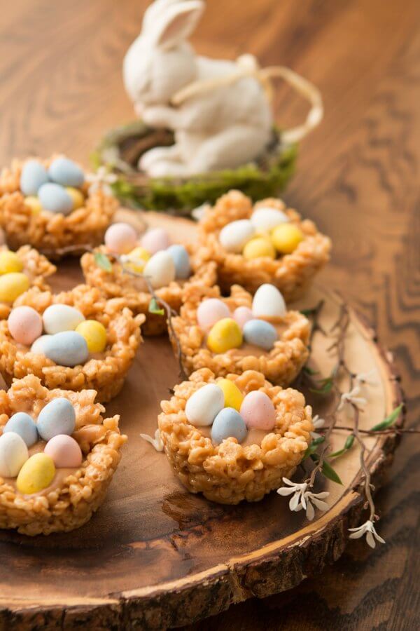 Peanut Butter Cream Filled Mini Egg Rice Krispie Nests Oh Sweet Basil