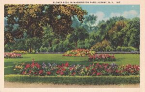 Vintage Postcard New York Albany Flower Beds in Washington Park
