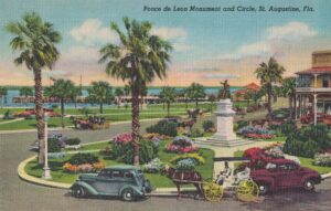 Vintage Postcard Florida St. Augustine Ponce de Leon Monument and Circle Preview